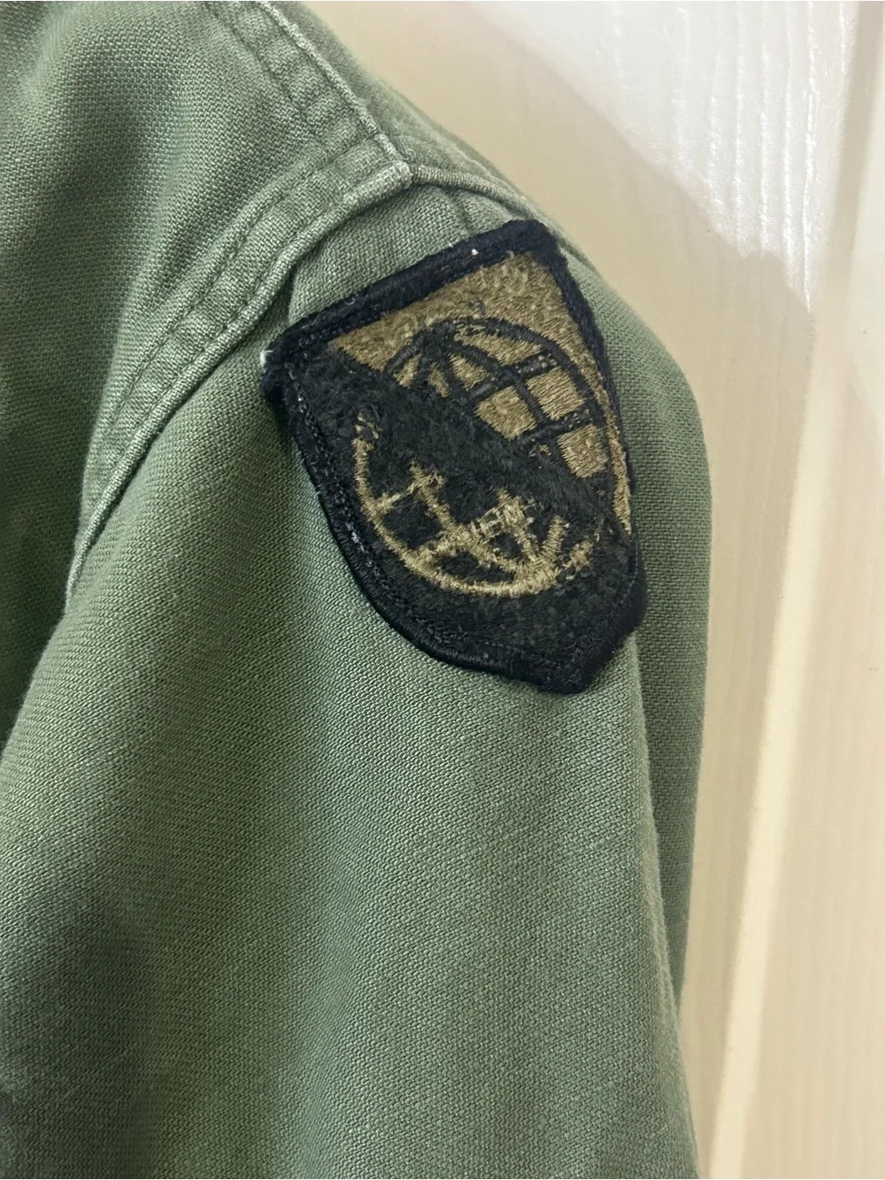 Vintage 1972 OD OG-107 Utility Button Up Sateen Shirt Size 15 1/2 X 35 US Army